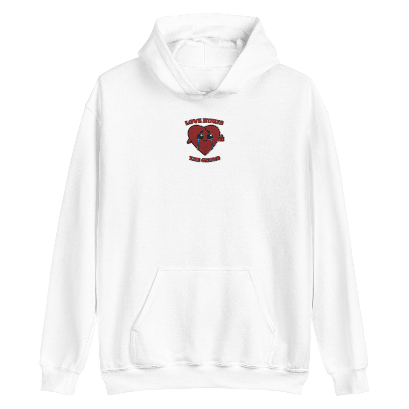 Love Hurts Embroidered Hoodie in White from The Geons