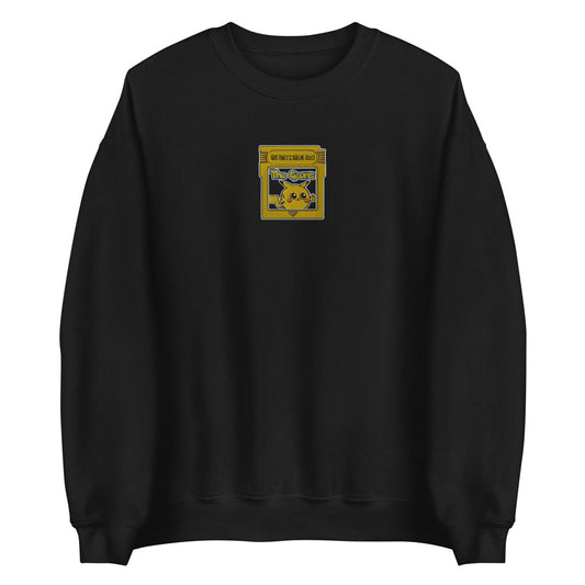 The Geons Pikachu Embroidered Crew Neck Sweatshirt in Black