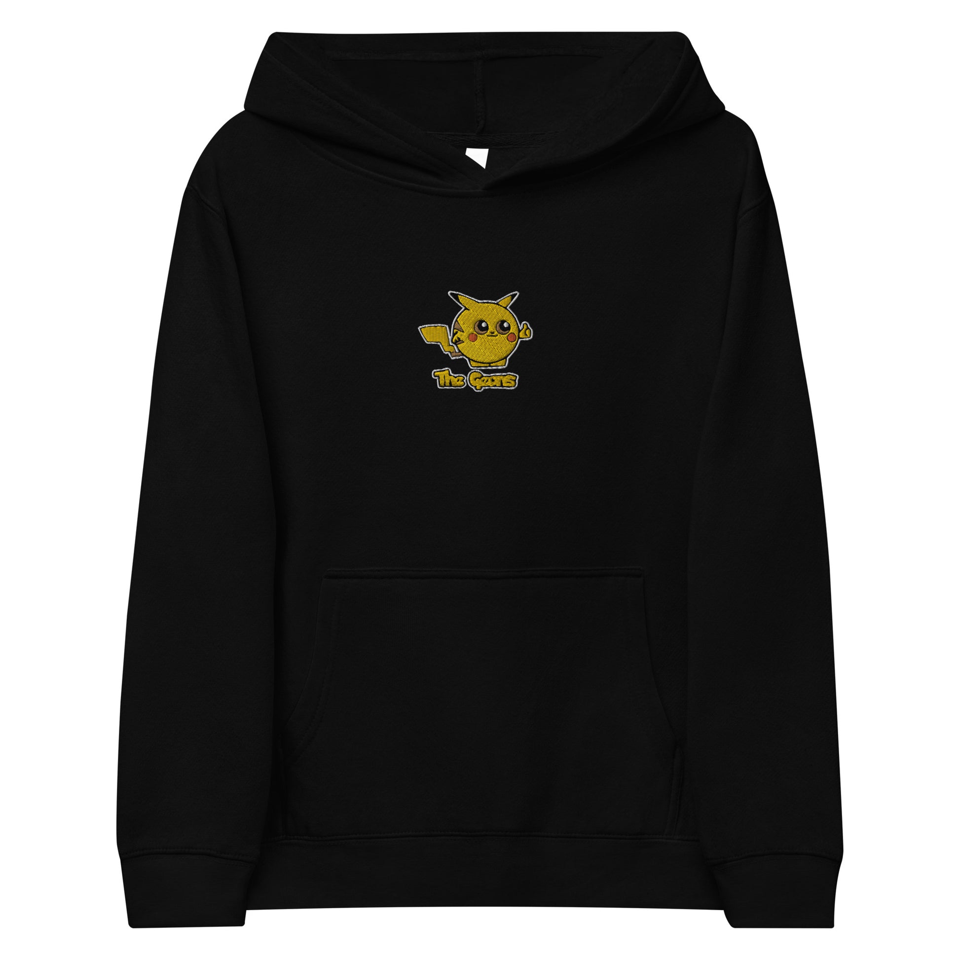 The Geons Pikachu Embroidered Youth Fleece Hoodie in Black