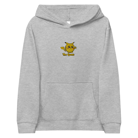 The Geons Pikachu Embroidered Youth Fleece Hoodie in Heather